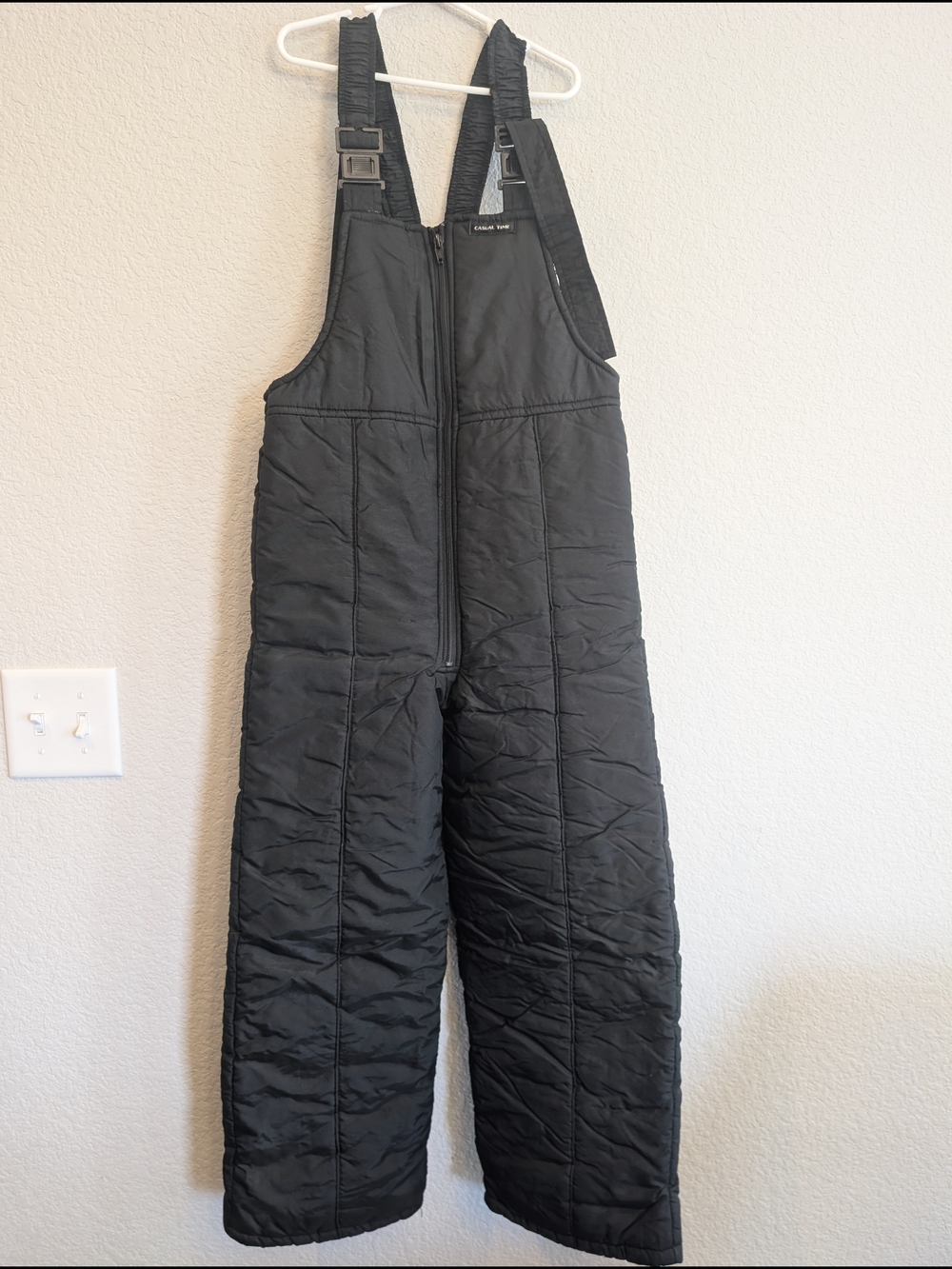 Kid's Unisex Sz 12 Black Quilted Insulated Snow Bib Overalls